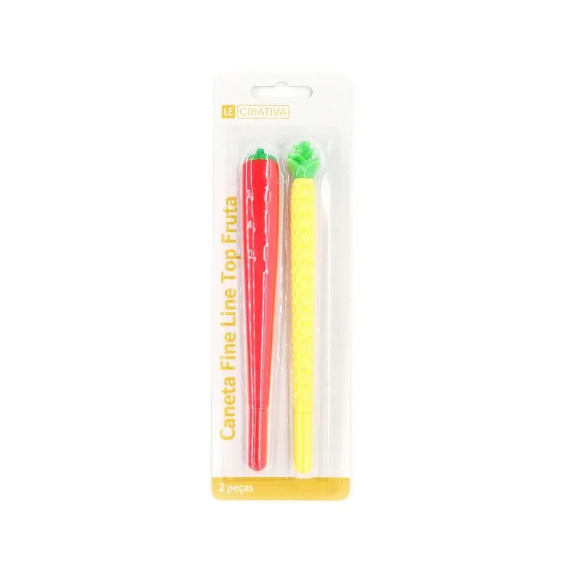 Caneta Fine Line Le Top Tropical Frutas Abacaxi e Morango 0.5mm com 2 Unidades