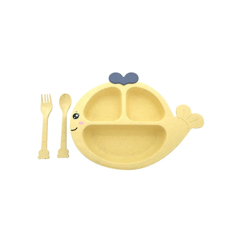 Conjunto Refeição Pbb Baleia Amarelo com 3 Unidades