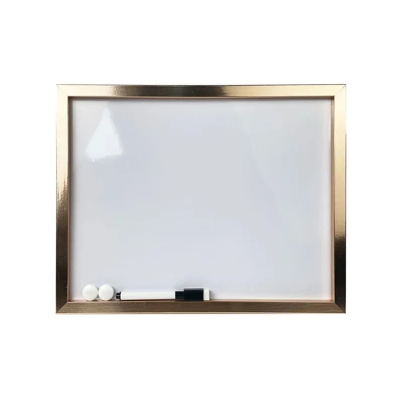 Quadro Magnético Branco Le com Marcador e Imãs Rosé Gold 35,5x27,9cm