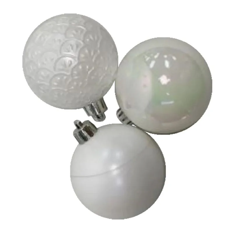 Kit Bola de Natal Snow Branco Le 3 Unidades 6cm