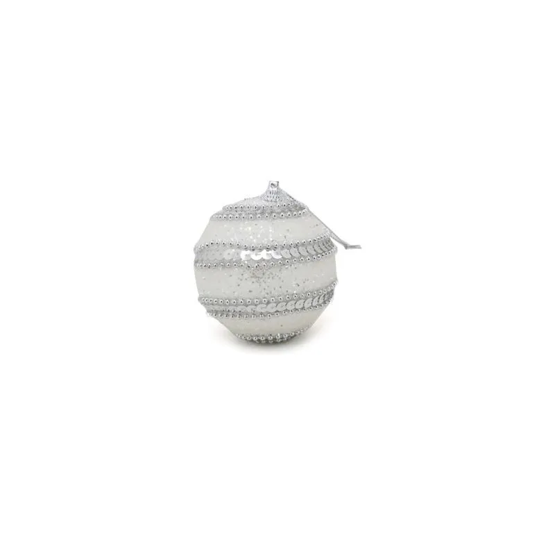 Bola de Natal Decorada Le Brilho Branca 8cm