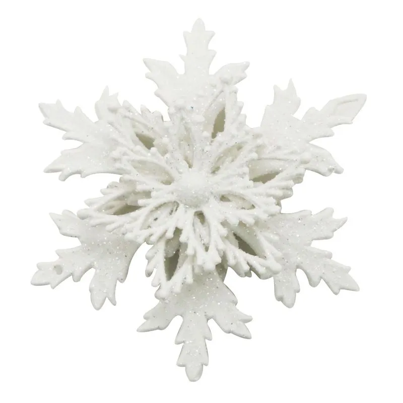 Enfeite de Natal Floco de Neve Le Branco com Glitter 11,7cm
