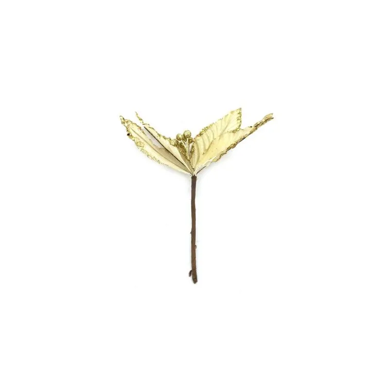 Enfeite de Natal Flor Bico Chic Dourado 20cm