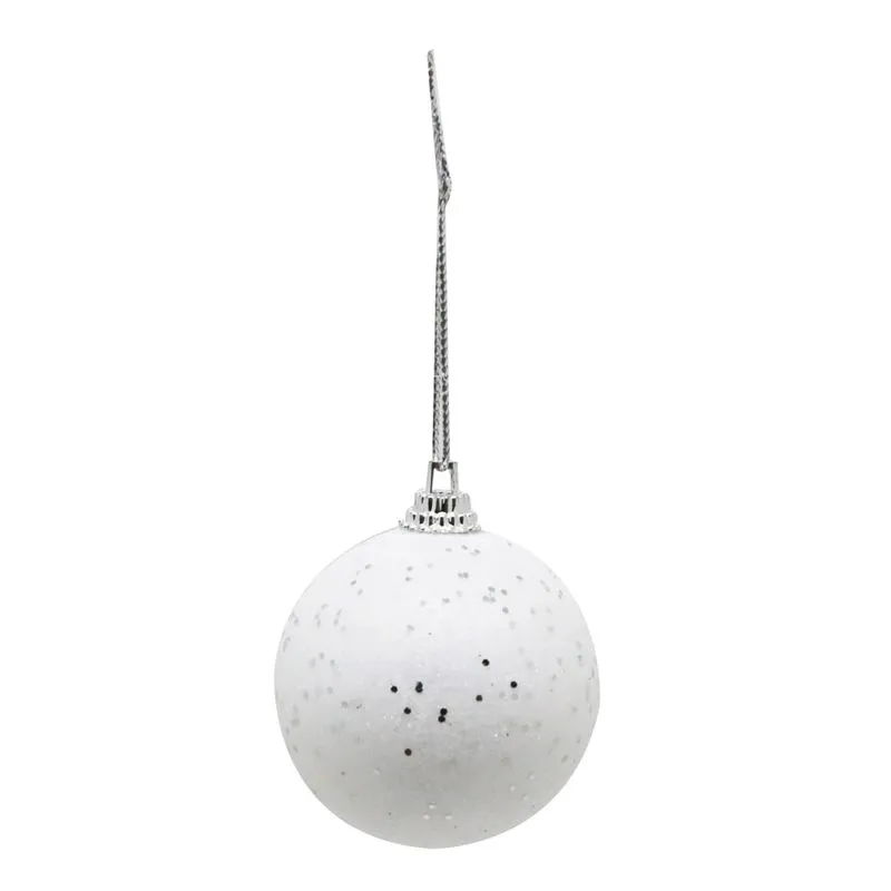 Kit Bola de Natal Le Glitter Branca 6 Unidades 5cm