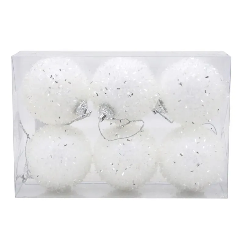 Kit Bola de Natal Nevada Le Branca 6 Unidades 6cm