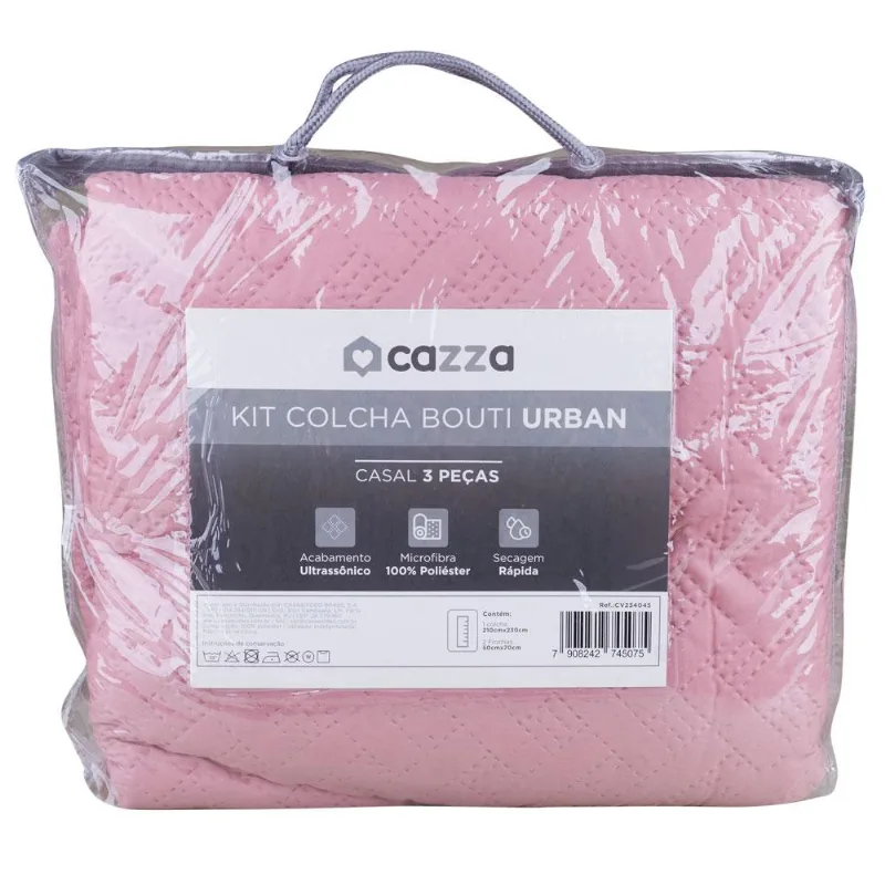 Kit Colcha Casal Ultrassônico Cazza Urban Rosa