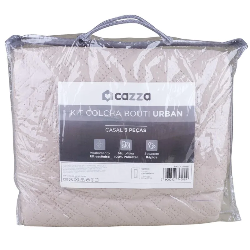 Kit Colcha Casal Ultrassônico Cazza Urban Taupe