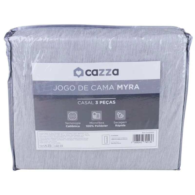Jogo de Cama Casal 3 Peças Microfibra Catiônica Cazza Myra