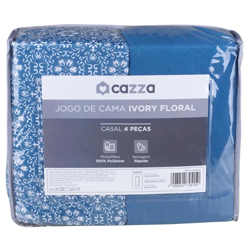 Jogo de Cama Casal Microfibra Cazza 4 Peças Ivory Floral Sortido Jogo de Cama Microfibra Cazza Casal 4 Peças Ivory Floral Sortido