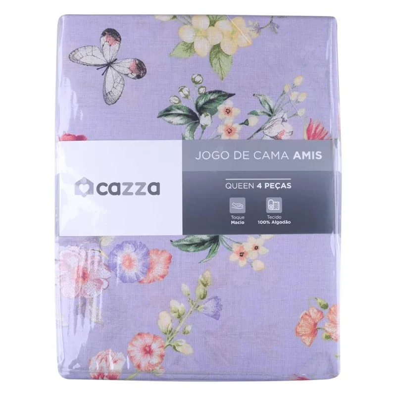 Jogo de Cama Queen 4 Peças 100% Algodão Amis Cazza Sortido