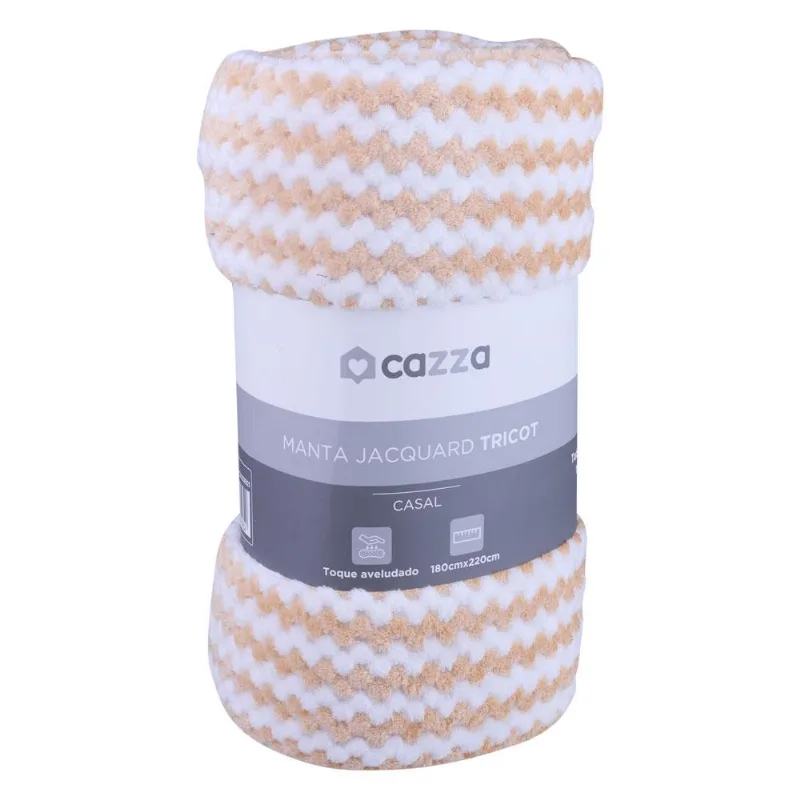Manta Casal 180x220 Jacquard Tricot Cazza Rosa