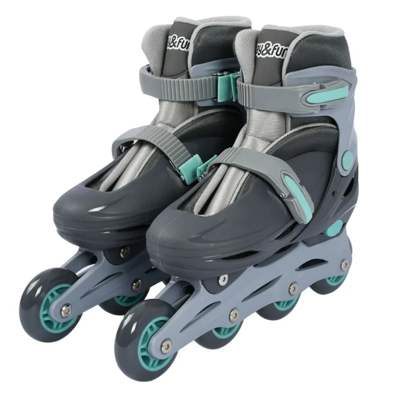 Kit Patins Roller 36-39 Cinza com Acessórios Play&Fun