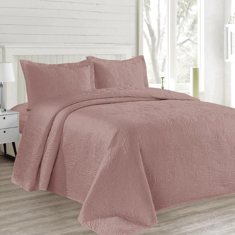Kit Colcha Casal com 3 Peças Organic Cazza Rosa