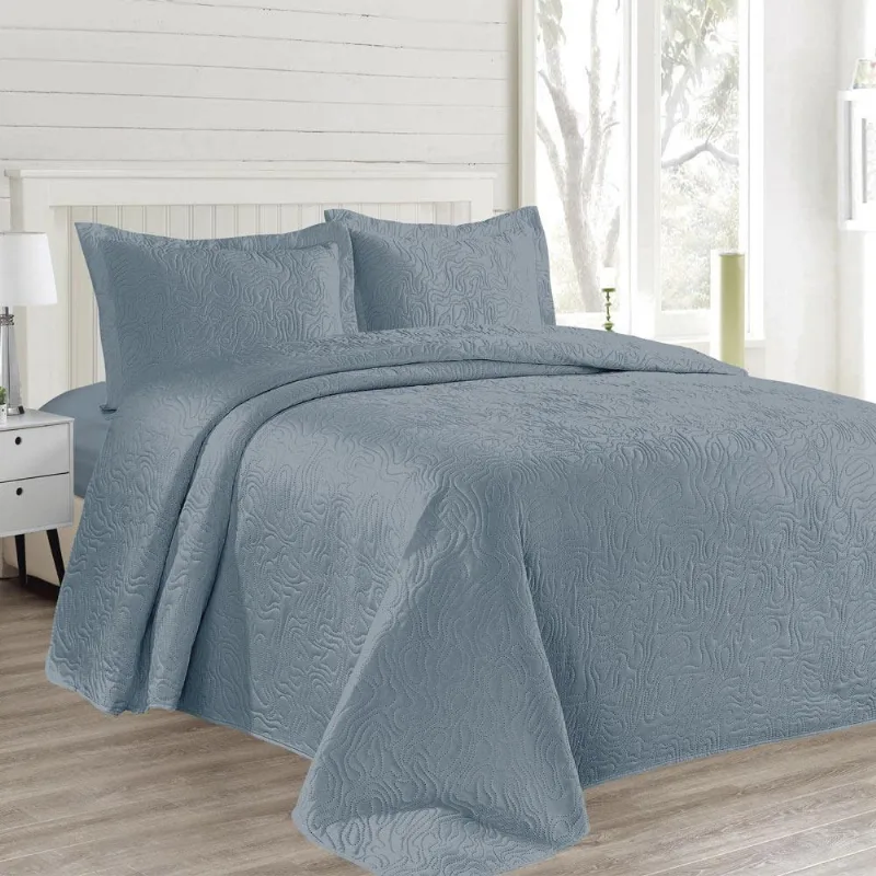 Kit Colcha Casal com 3 Peças Organic Cazza Azul