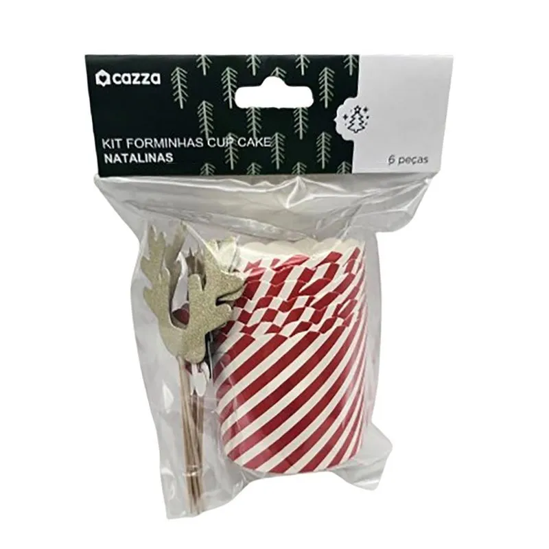 Kit Forminhas Cup Cake Cv244719 Natal C6 peças CV244719