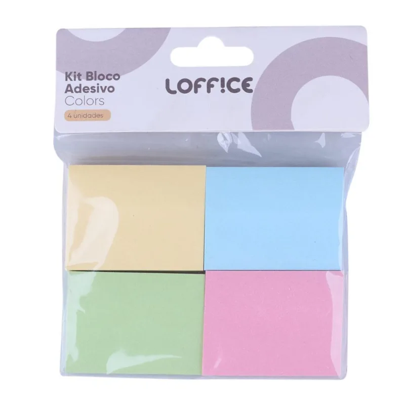 Kit Blocos Adesivos 400 Folhas 4 Peças Loffice
