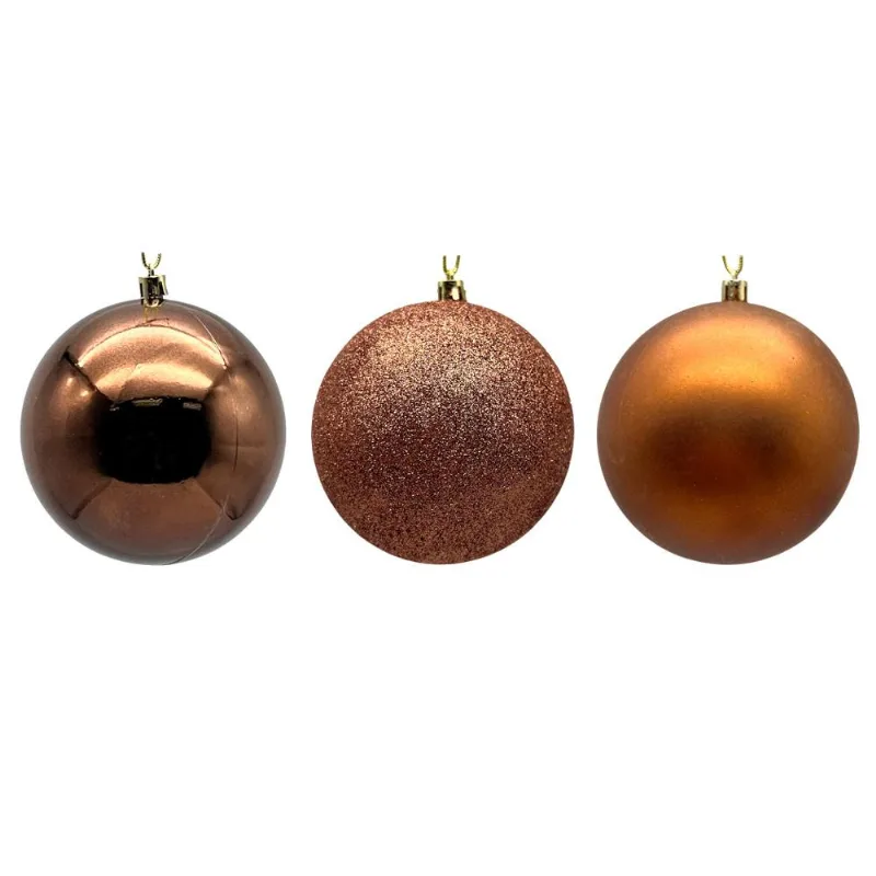 Bola de Natal 10cm com 3 Unidades Marrom Cazza