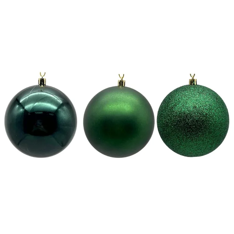 Bola de Natal 10cm com 3 Unidades Verde Cazza