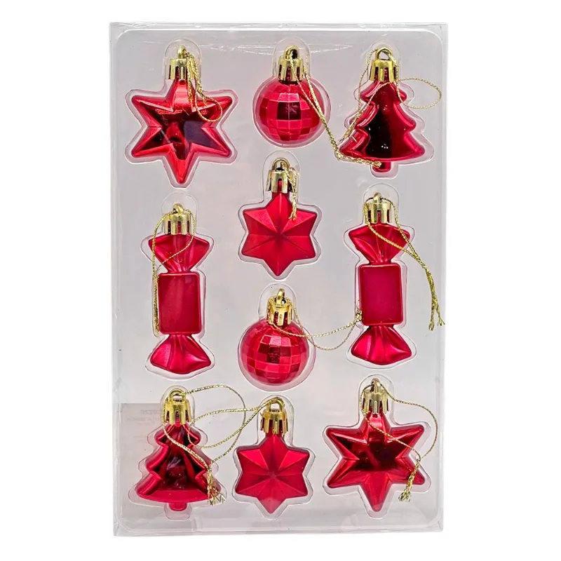 Kit Enfeite de Natal com 10 Unidades Cazza Vemelha