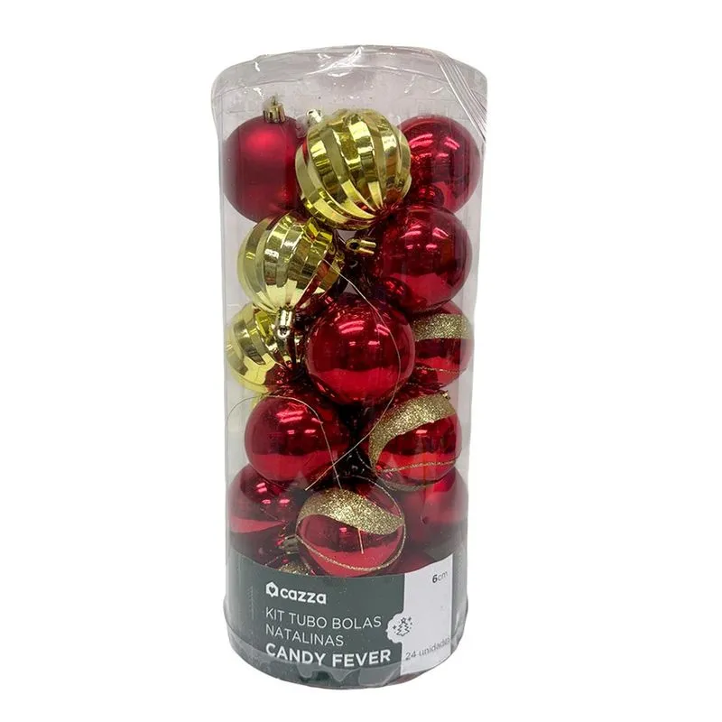 Tubo Bola Natal 6cm 24un Vm Cazza Cv265694