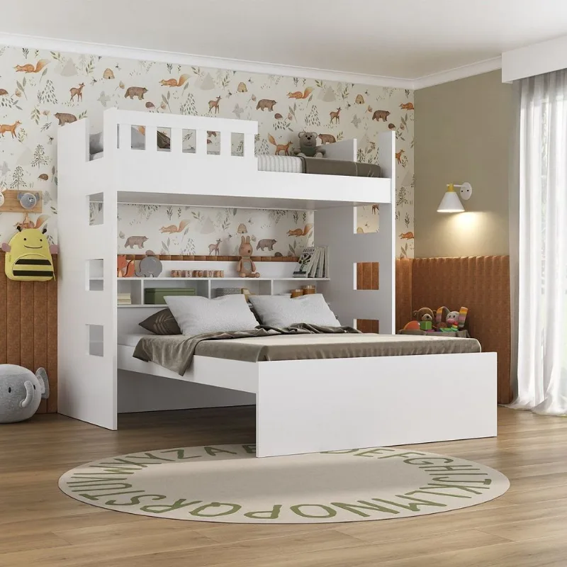 Beliche Family Casal com Nichos 100% MDF Branco Branco
