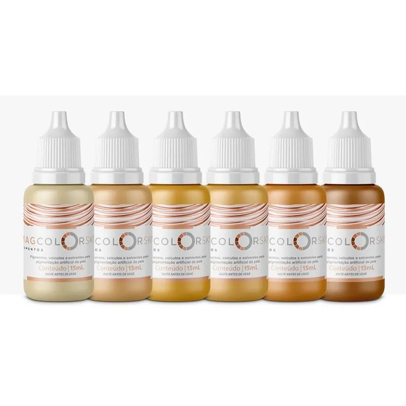 Kit Magcolor Pigmentos Peau De Porcelaine 6 Cores 15ml Cada
