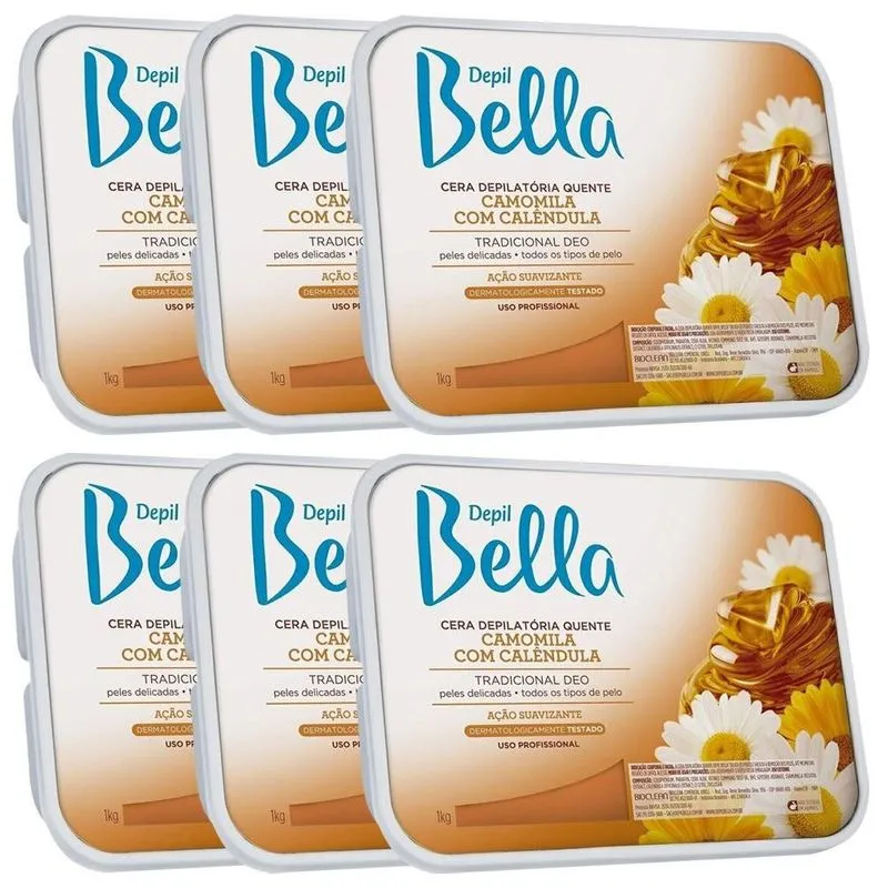 Cera Quente Em Barra Depil Bella 1kg - Camomila 06 Unidades