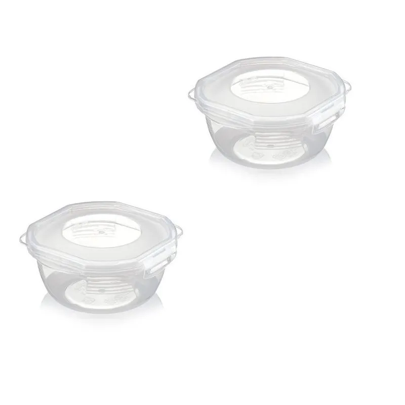 Conjunto 2 Potes Microondas Freezer Pequeno Com Trava 450ml