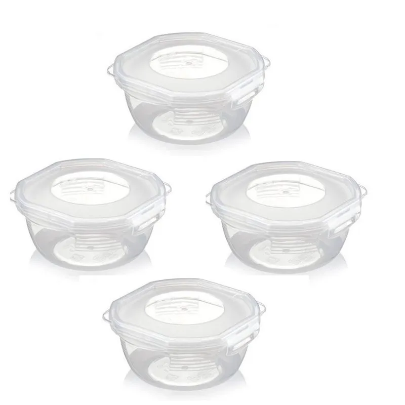 Conjunto 4 Potes Microondas Freezer Pequeno Com Trava 450ml
