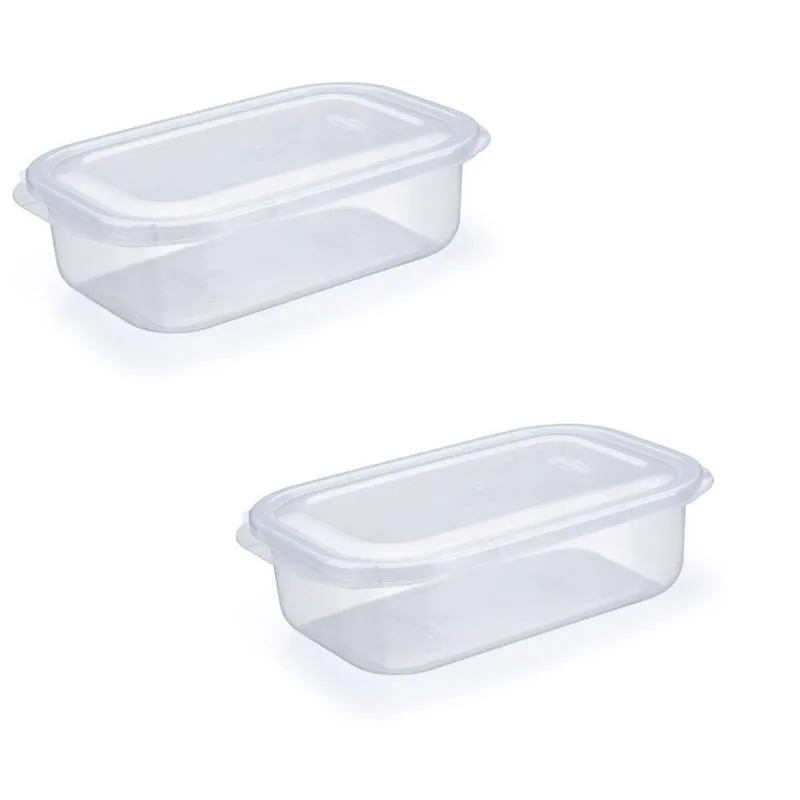 Conjunto 2 Potes Microondas Freezer Retangular Pequeno 1,5L