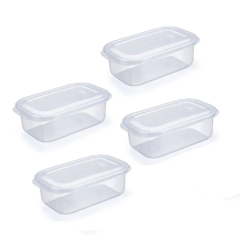 Conjunto 4 Potes Microondas Freezer Retangular Pequeno 1,5L