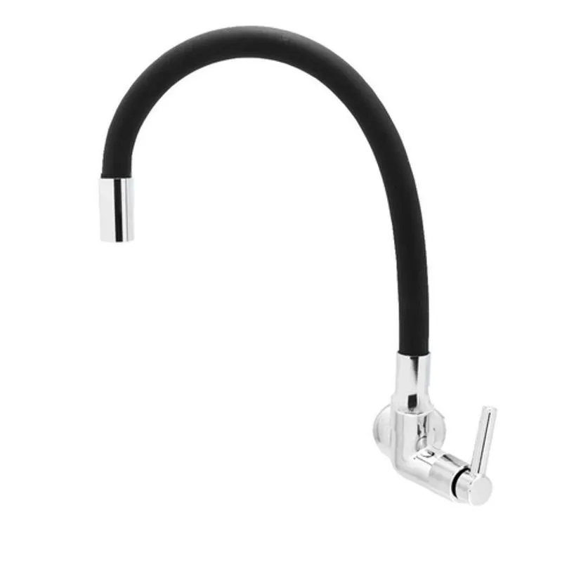 Torneira Cozinha C29 1/4 De Volta Parede Metal Bica Giratória Preto Bognar