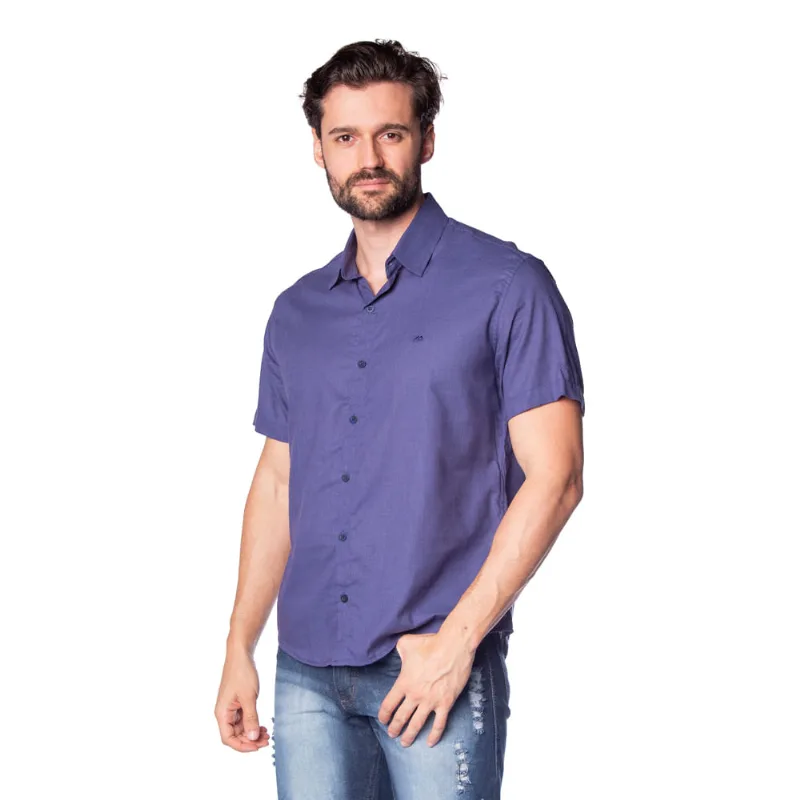 Camisa Masculina MX72 Manga Curta Viscolinho Marinho - P