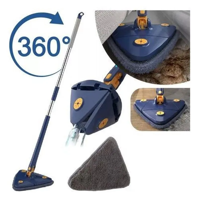 Mop Limpeza Triangulo Ajustável Giratório 360° Esfregão 3 Refil
