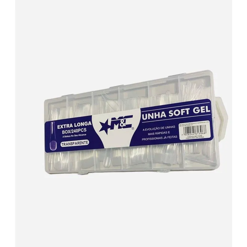 Postiça Bailarina Soft Gel Extralonga Transparente 240Un M&C