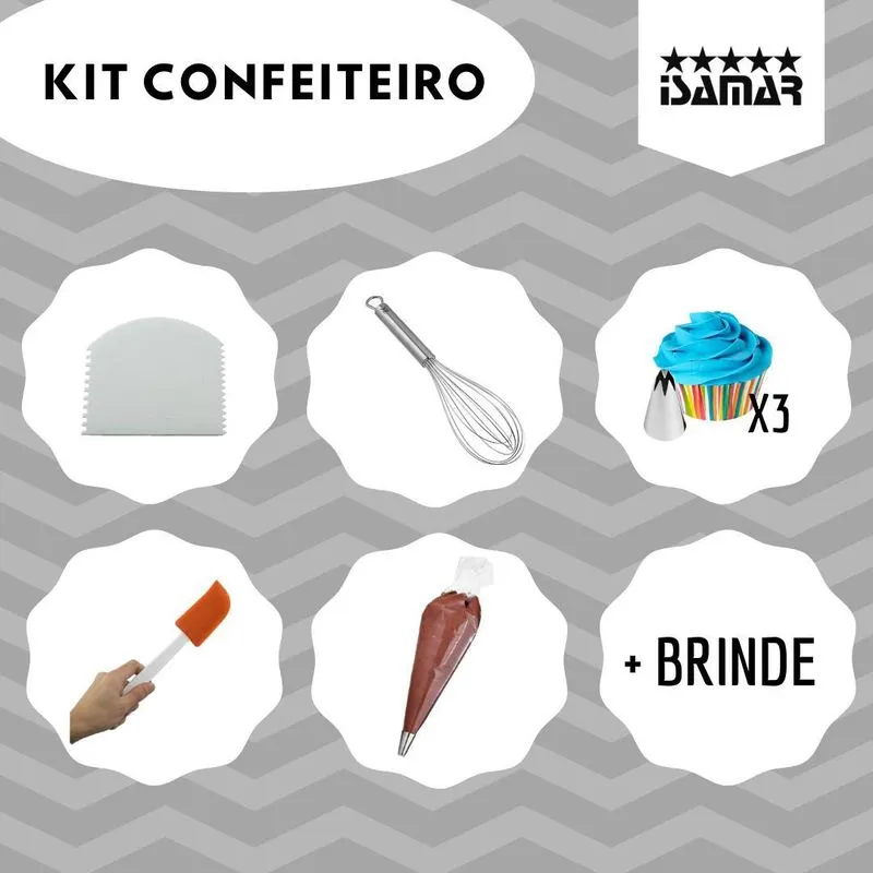 Kit Bicos Para Confeitar 3 Bicos 1m (p,m,g) + Acessórios