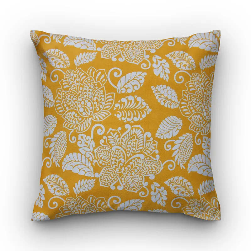 Capa De Almofada Vivain Estampa Floral Amarelo Com Branco
