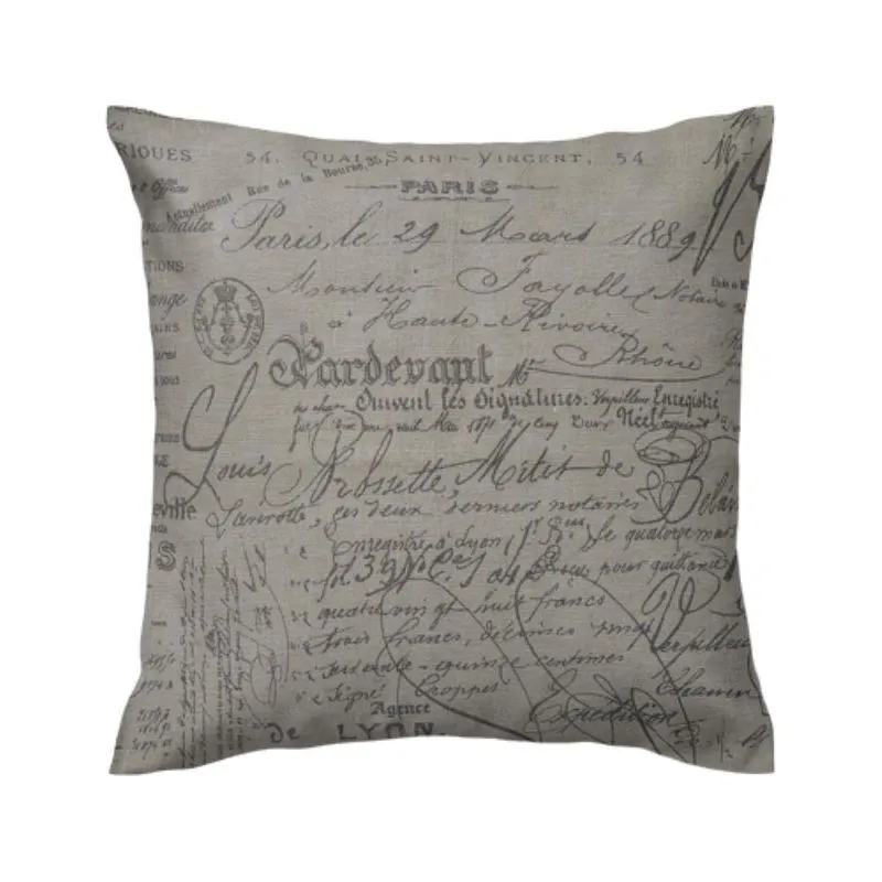 Capa De Almofada Vivain Escrita Linho Marrom