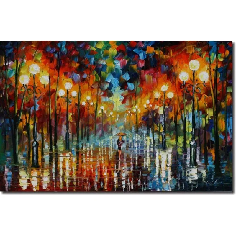 Quadro Decorativo Abstrato Espatulado Mulher Na Praça