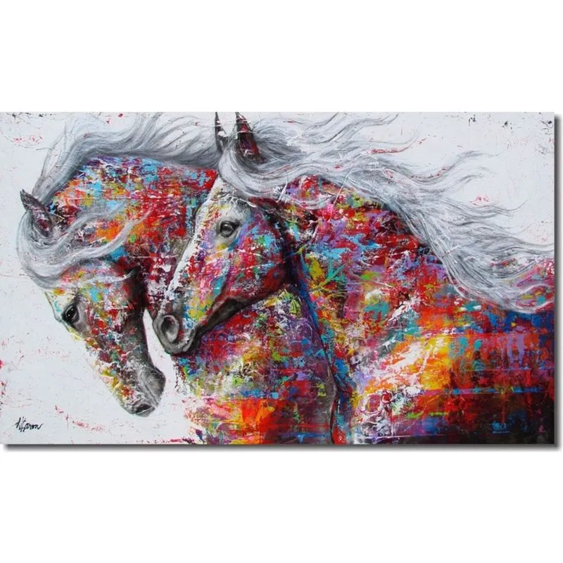 Quadro Decorativo Animais Cavalos Abstratos Colorido 1 Peça