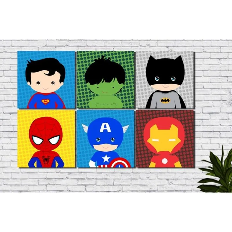 Kit Quadros Decorativos Super Herói Baby Marvel Infantil