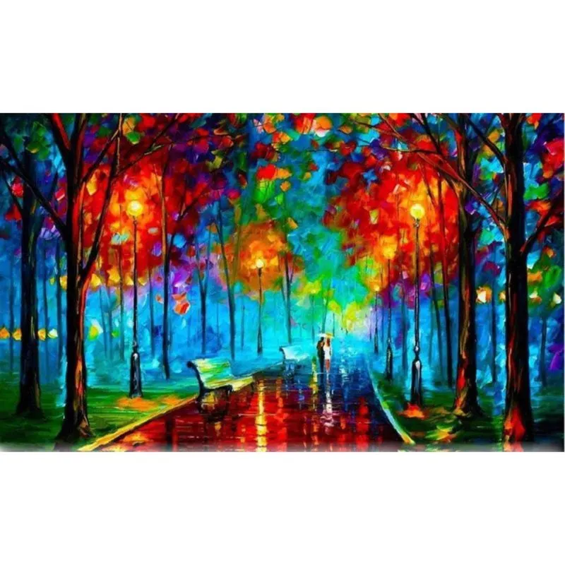 Quadro Decorativo Abstrato Casal Quadrado Praça Iluminada