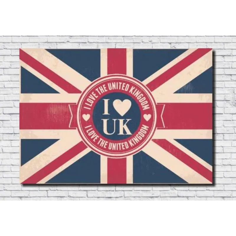 Quadro Decorativo Bandeira Da Inglaterra Com Mensagem