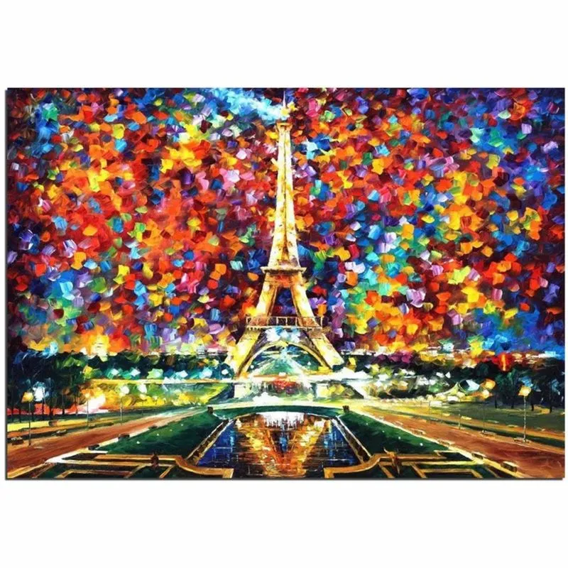 Quadro Decorativo Espatulado Colorido Paris