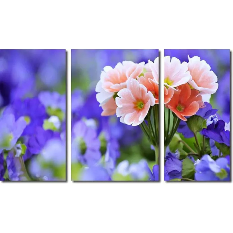 Quadro Decorativo Flores Roxas Para Sala 3 Peças