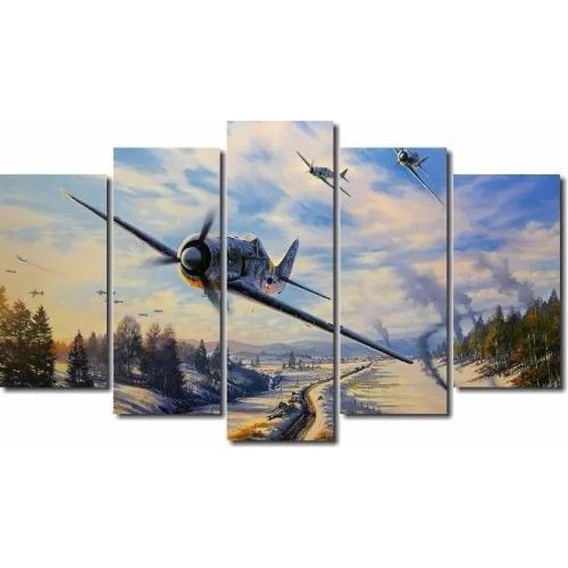 Quadro Decorativo Jogo War Thunder 5 Peças
