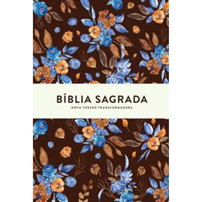 BÍBLIA NVT BLUE FLOWERS LETRA GRANDE