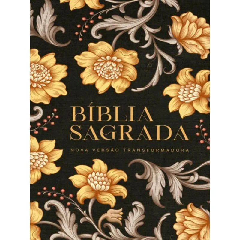 BÍBLIA NVT FLORES DOURADAS SLIM - LETRA MAIOR