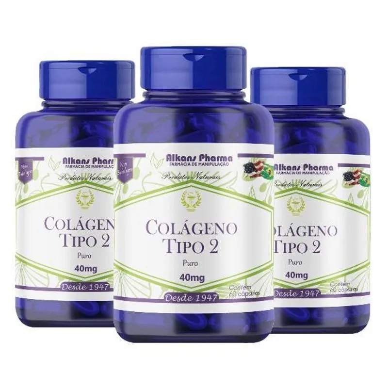 Colágeno Tipo 2 40 Mg 60 Cápsulas - 3 Unidades
