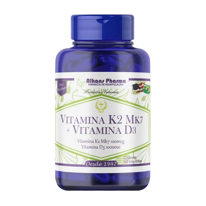 Vitamina K2mk7 100 Mcg + Vitamina D3 10.000 Ui 60 Cápsulas